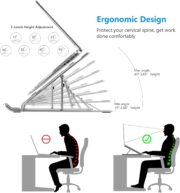 Laptop Stand for Desk, Ergonomic Design Adjustable Aluminum Foldable Portable Computer Stand, Compatible with MacBook Air Pro, HP, Lenovo, Dell, More 10-15.6”Inch and Tablets (Silver) - Image 2
