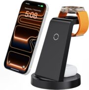 Anlmz 3 in 1 Charging Station for iPhone, Wireless Charger for iPhone 17 16e 16 15 14 13 12 11 X Pro Max & Apple Watch - Wireless Charging Station for AirPods 4 3 Pro