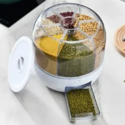360° Rotating Grain Dispenser Grain Storage Box Transparent Sealed Jar